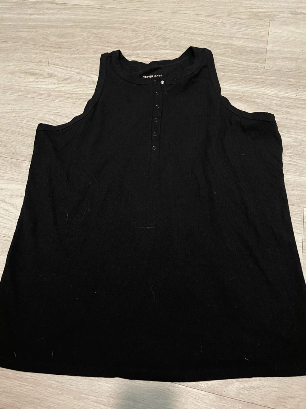torrid Black Ribbed Henley Tank